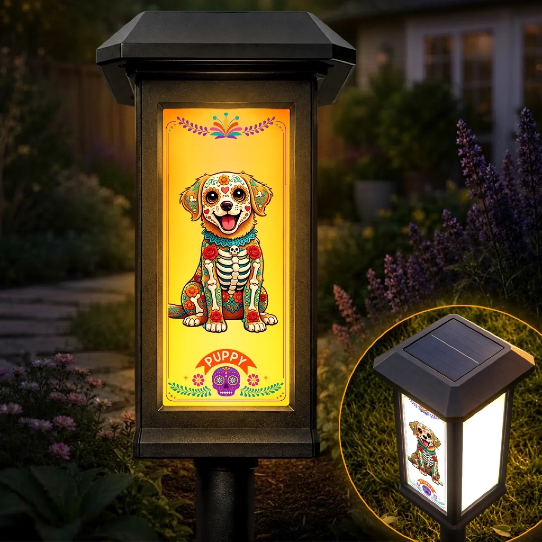 Custom Photo Day Of The Dead Solar Garden Light - Personalized Pet Memorial Sympathy Gifts For Dogs, Cats - A Beautiful Soul Is Never Forgotten