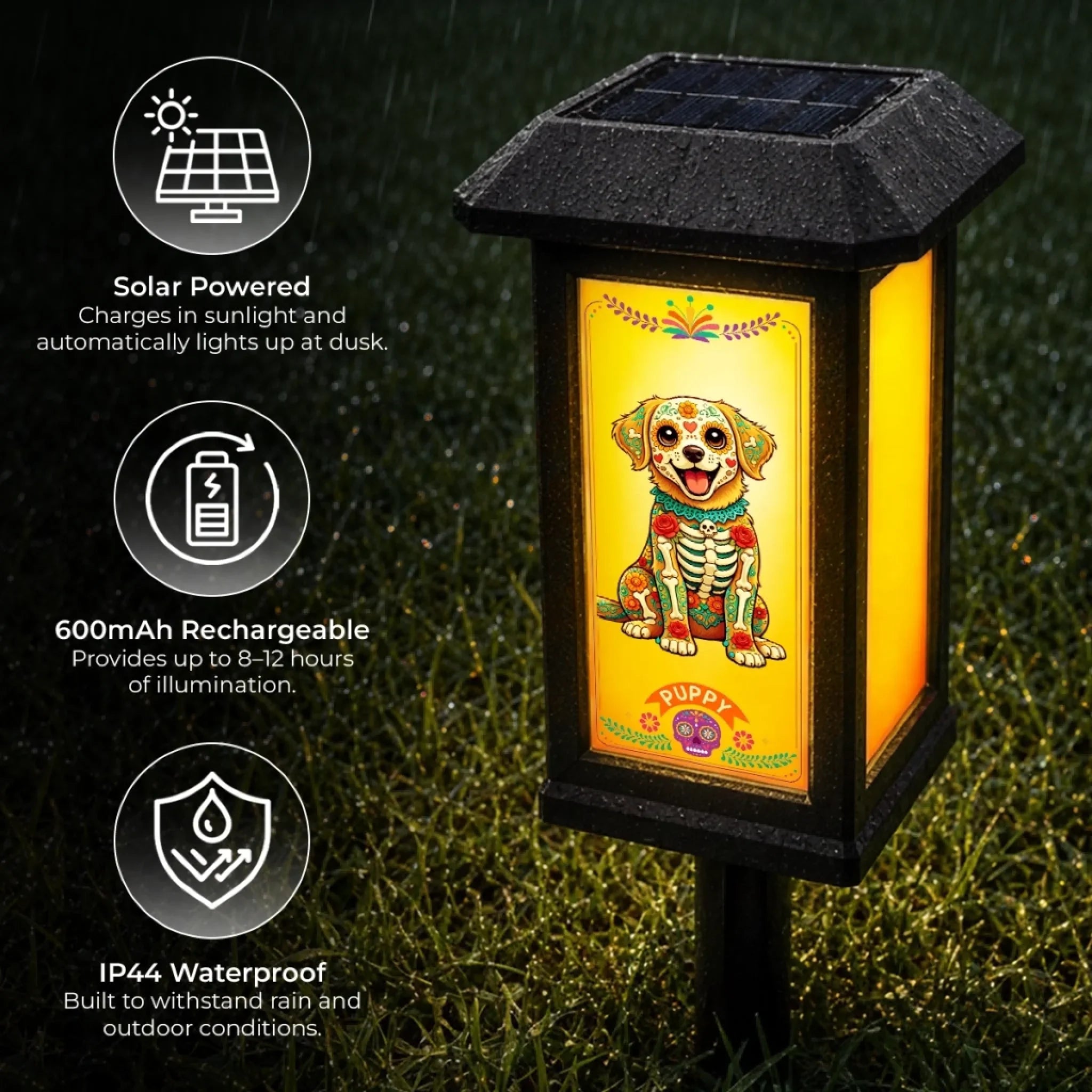 Custom Photo Day Of The Dead Solar Garden Light - Personalized Pet Memorial Sympathy Gifts For Dogs, Cats - A Beautiful Soul Is Never Forgotten