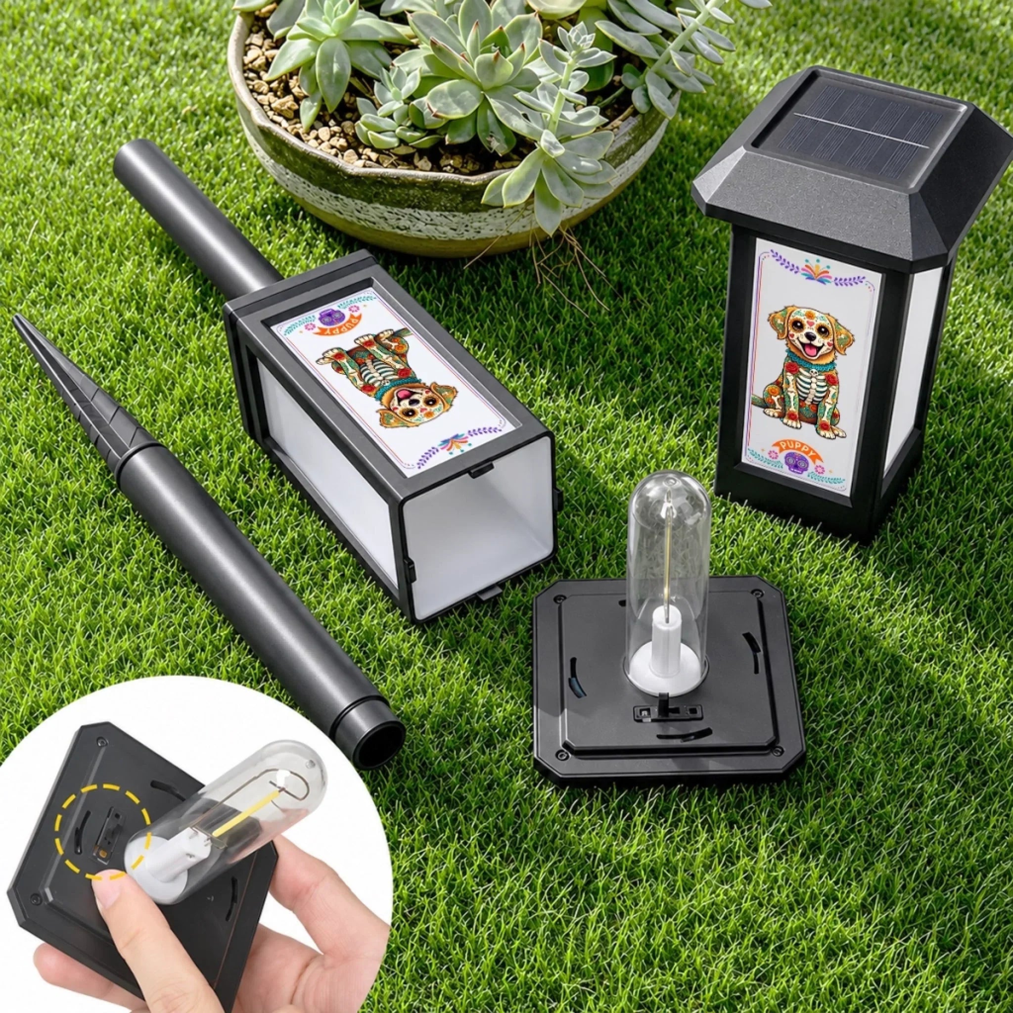 Custom Photo Day Of The Dead Solar Garden Light - Personalized Pet Memorial Sympathy Gifts For Dogs, Cats - A Beautiful Soul Is Never Forgotten