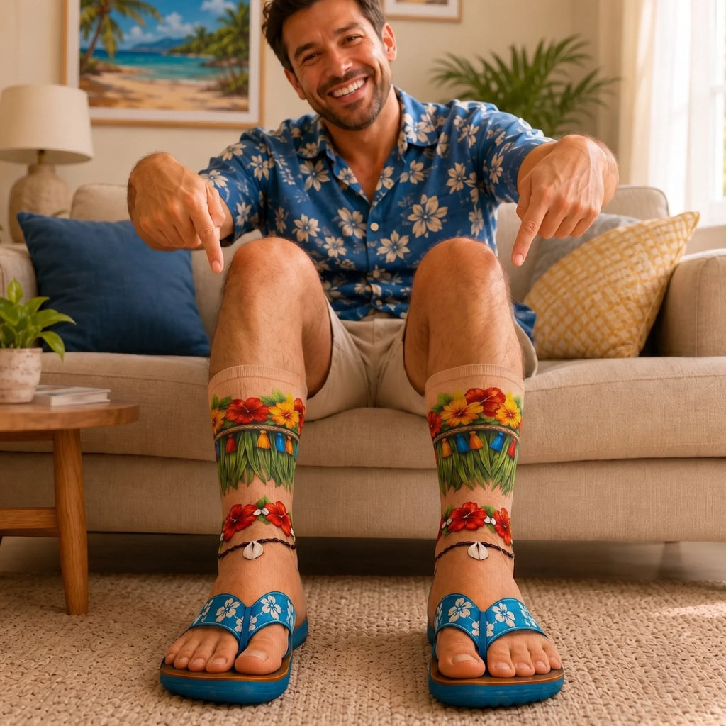 Custom Funny Middle Tube Socks - Personalized Birthday Gifts For Husband, Son, Grandson, Brother, Grandpa, Dad, Yourself - Aloha Good Times