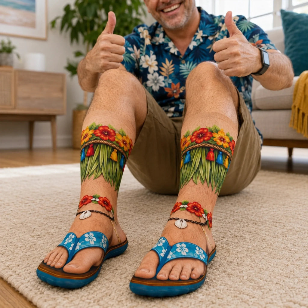 Custom Funny Middle Tube Socks - Personalized Birthday Gifts For Husband, Son, Grandson, Brother, Grandpa, Dad, Yourself - Aloha Good Times