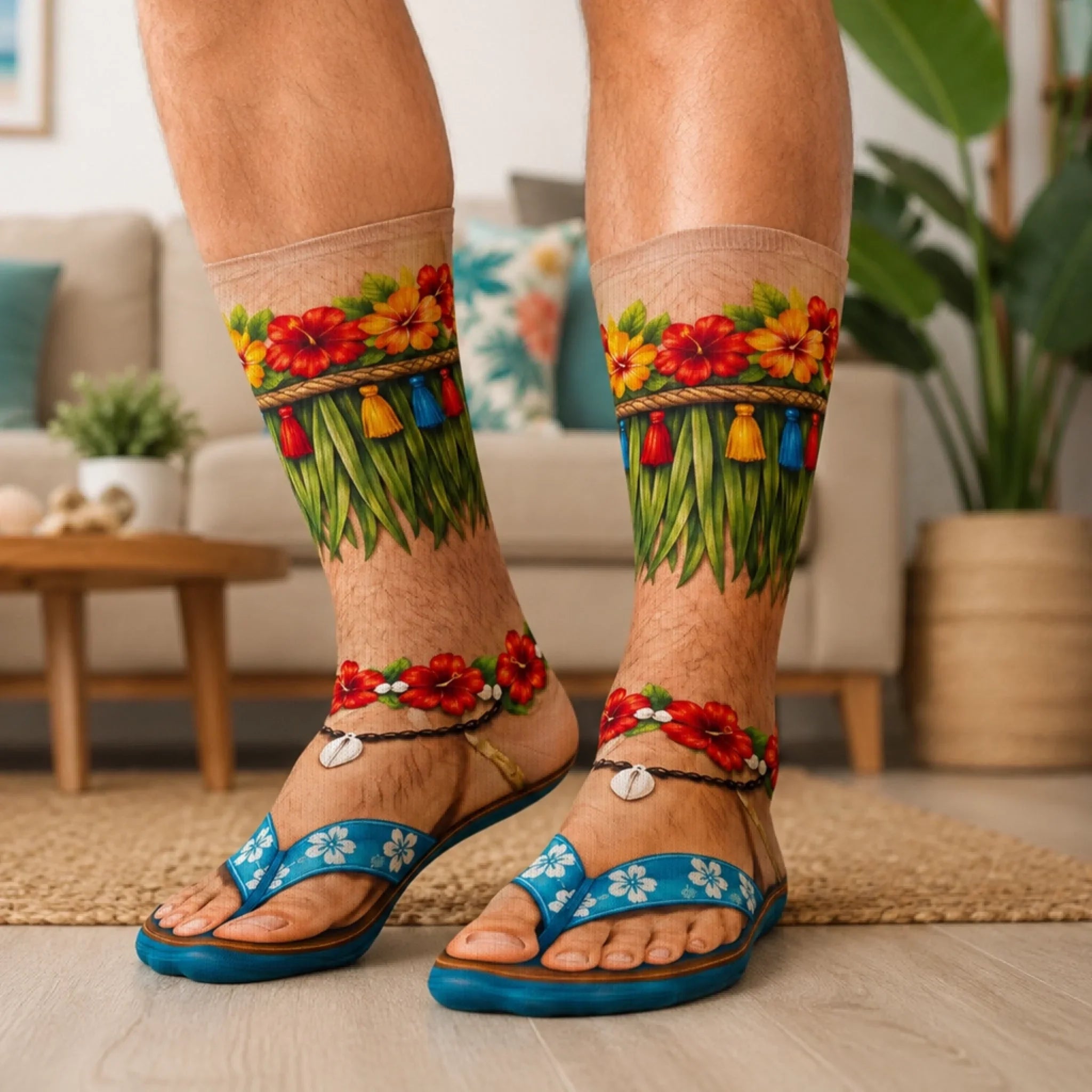 Custom Funny Middle Tube Socks - Personalized Birthday Gifts For Husband, Son, Grandson, Brother, Grandpa, Dad, Yourself - Aloha Good Times