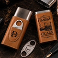 Custom Cigar Leather Case With Cutter - Personalized Birthday Gifts For Husband, Son, Grandson, Brother, Grandpa, Dad, Yourself - Smoke Slow Live Well