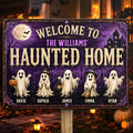 Custom Ghost Home Decor Metal Sign - Personalized Halloween Birthday Gifts For For Mom, Dad, Brother, Sister - Ghosts Live Here Full Time