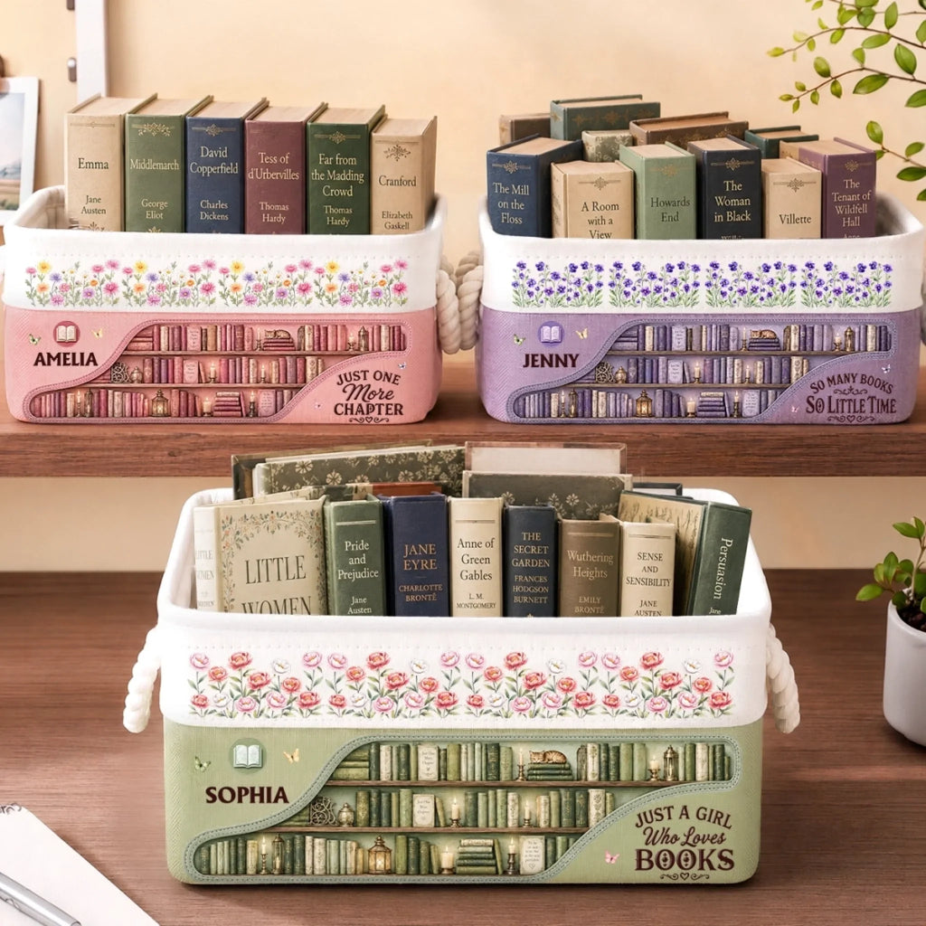 Custom Storage Basket - Personalized Bookish Gifts For Book Lovers, Bookworms, Readers - Find Your Story Here