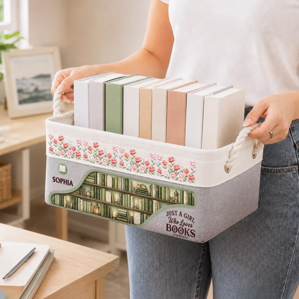 Custom Storage Basket - Personalized Bookish Gifts For Book Lovers, Bookworms, Readers - Find Your Story Here