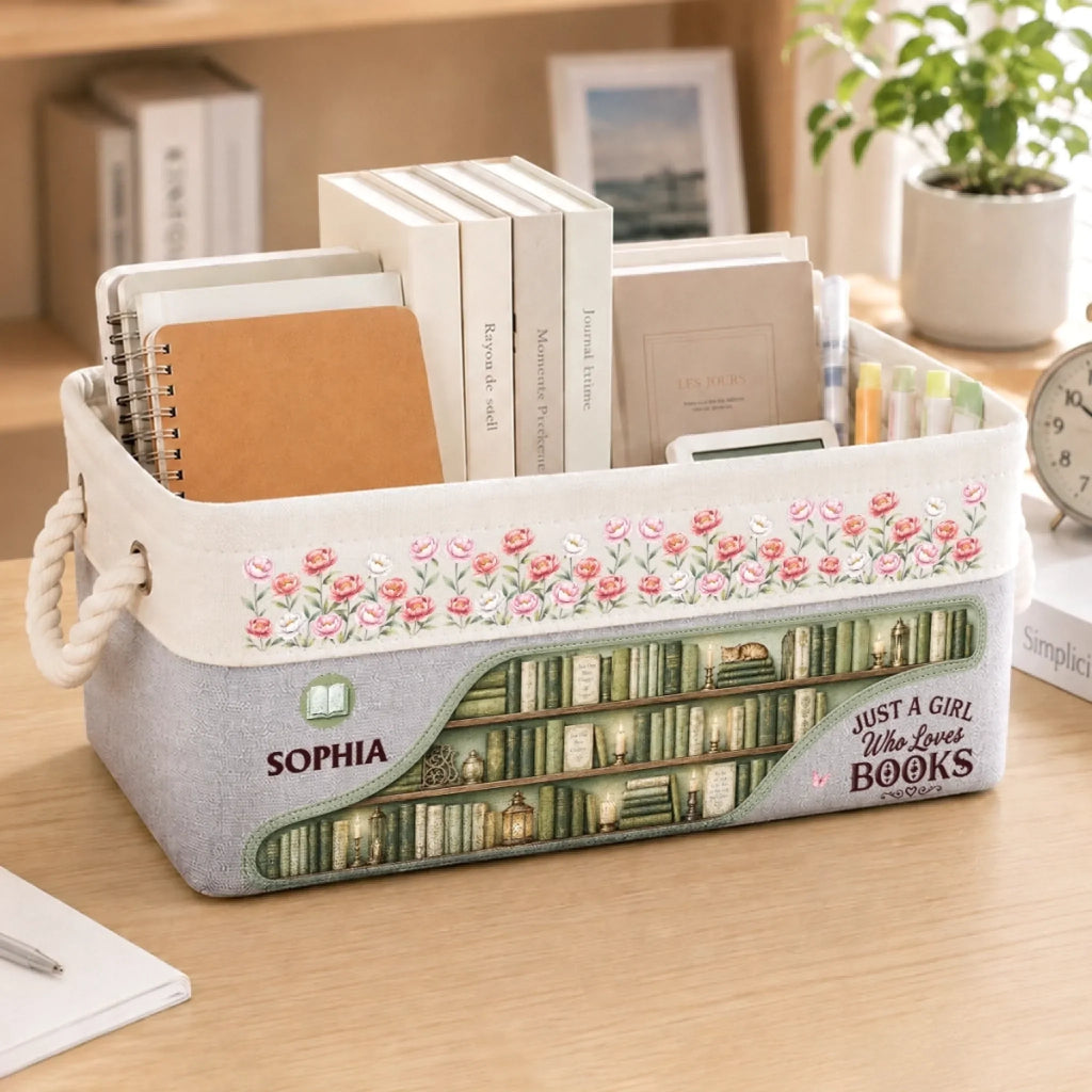 Custom Storage Basket - Personalized Bookish Gifts For Book Lovers, Bookworms, Readers - Find Your Story Here