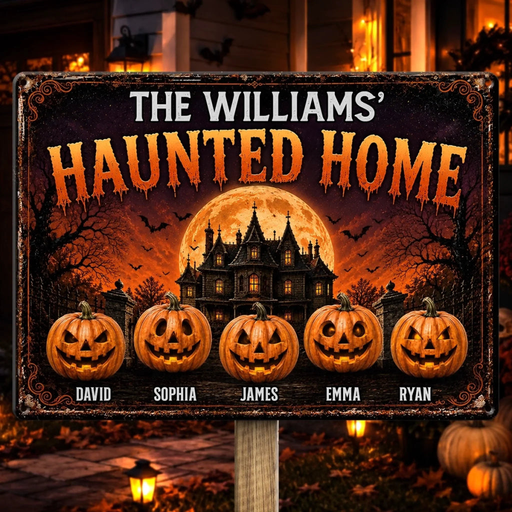 Custom Pumpkin Home Decor Metal Sign - Personalized Halloween Birthday Gifts For For Mom, Dad, Brother, Sister - Making Memories One Scare Away