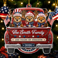 Custom Acrylic Ornament - Personalized America 250th Anniversary Christmas Gifts For Mom, Dad, Brother, Sister - Built On Love And Freedom