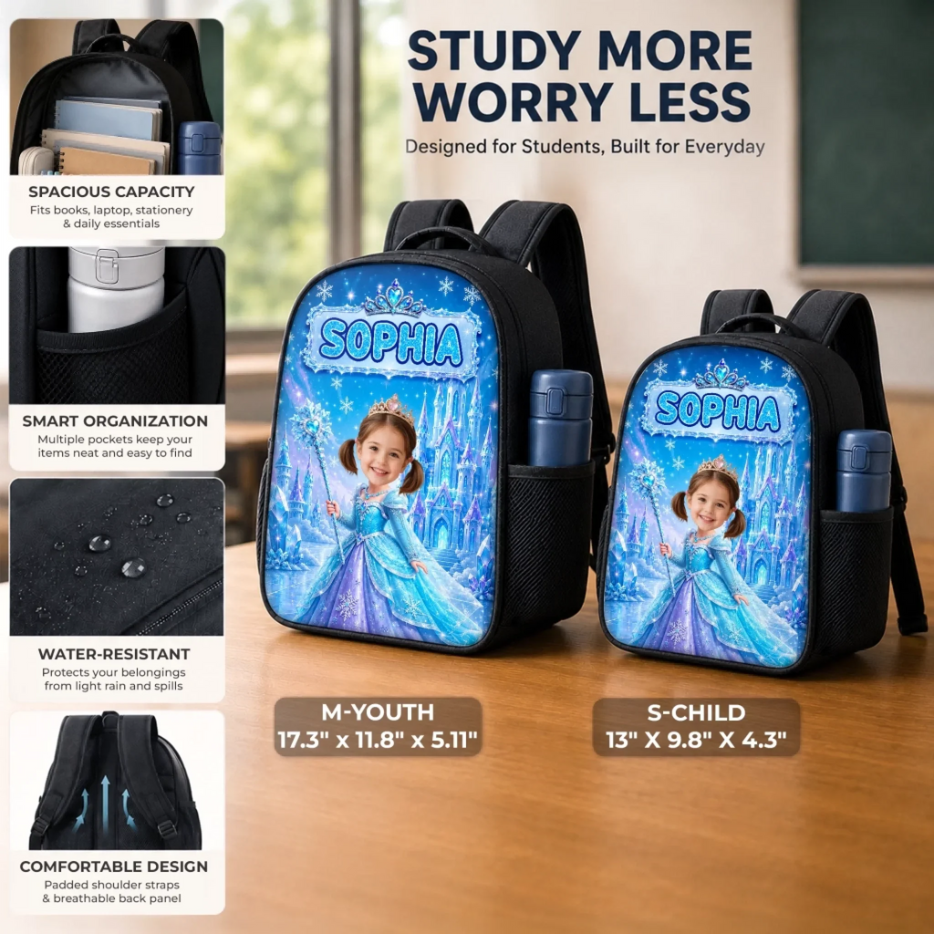 Custom Photo Kids Front Printed Backpack - Personalized Back To School Gifts For Kids - Believe In Your Magic