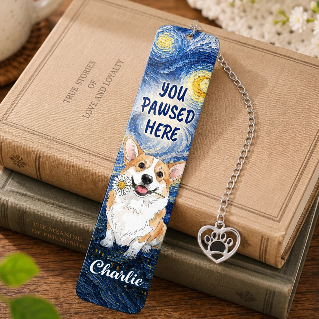 Custom Photo Metal Bookmark - Personalized  Bookish Gifts For Book Lovers, Bookworms, Dog Dad And Mom, Cat Owners - Paws, Read, Repea