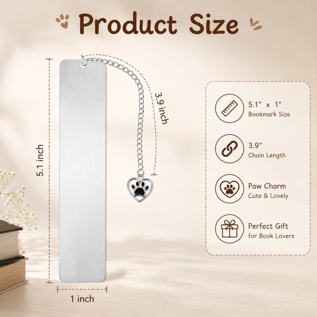 Custom Photo Metal Bookmark - Personalized  Bookish Gifts For Book Lovers, Bookworms, Dog Dad And Mom, Cat Owners - Paws, Read, Repea