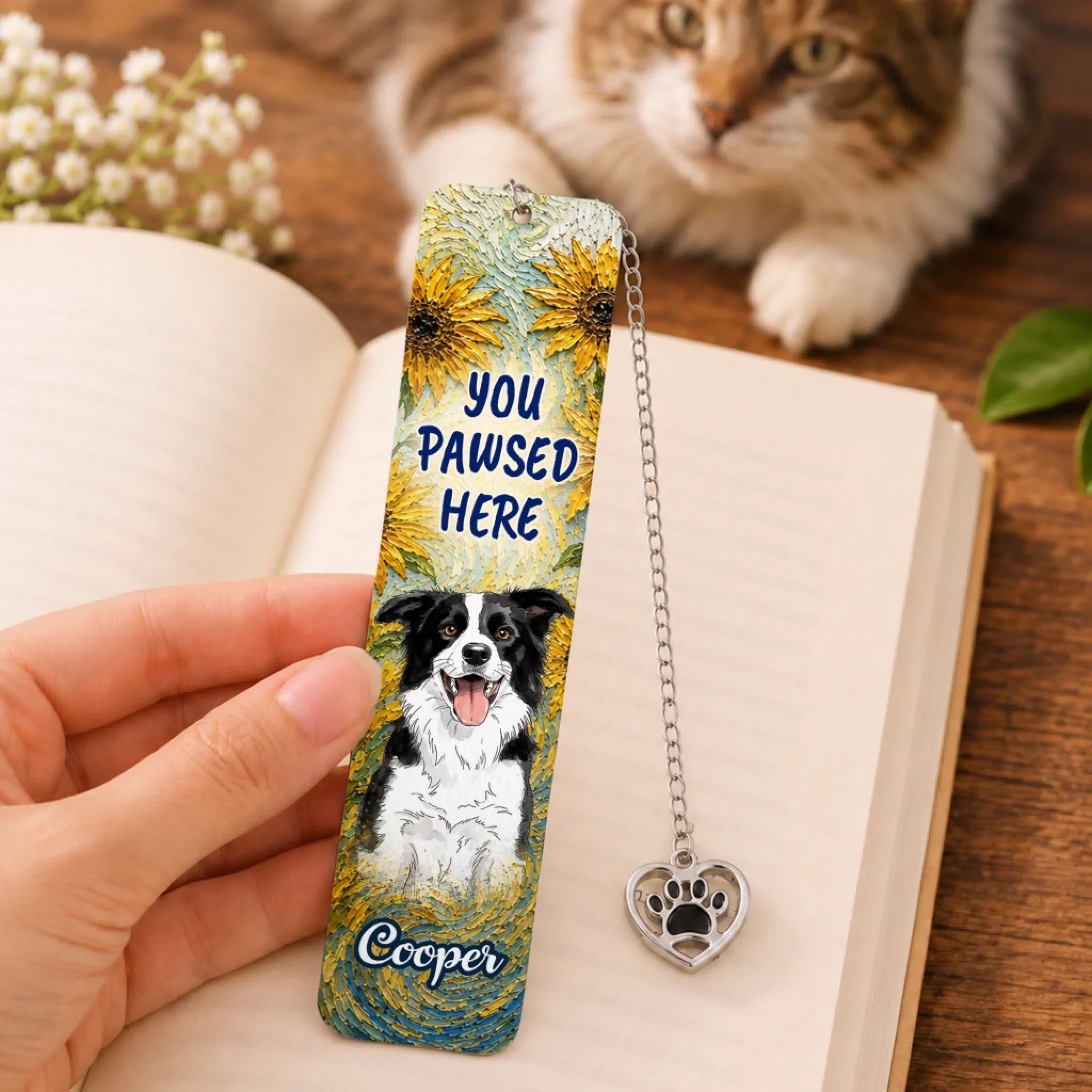Custom Photo Metal Bookmark - Personalized  Bookish Gifts For Book Lovers, Bookworms, Dog Dad And Mom, Cat Owners - Paws, Read, Repea