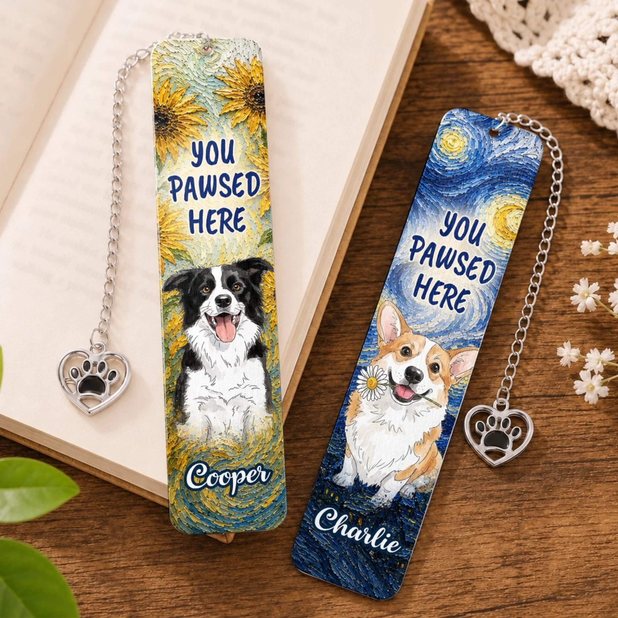Custom Photo Metal Bookmark - Personalized  Bookish Gifts For Book Lovers, Bookworms, Dog Dad And Mom, Cat Owners - Paws, Read, Repea