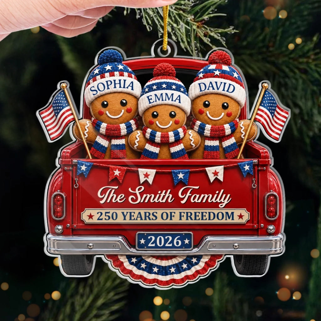 Custom Acrylic Ornament - Personalized America 250th Anniversary Christmas Gifts For Mom, Dad, Brother, Sister - Sweet Traditions Of Freedom