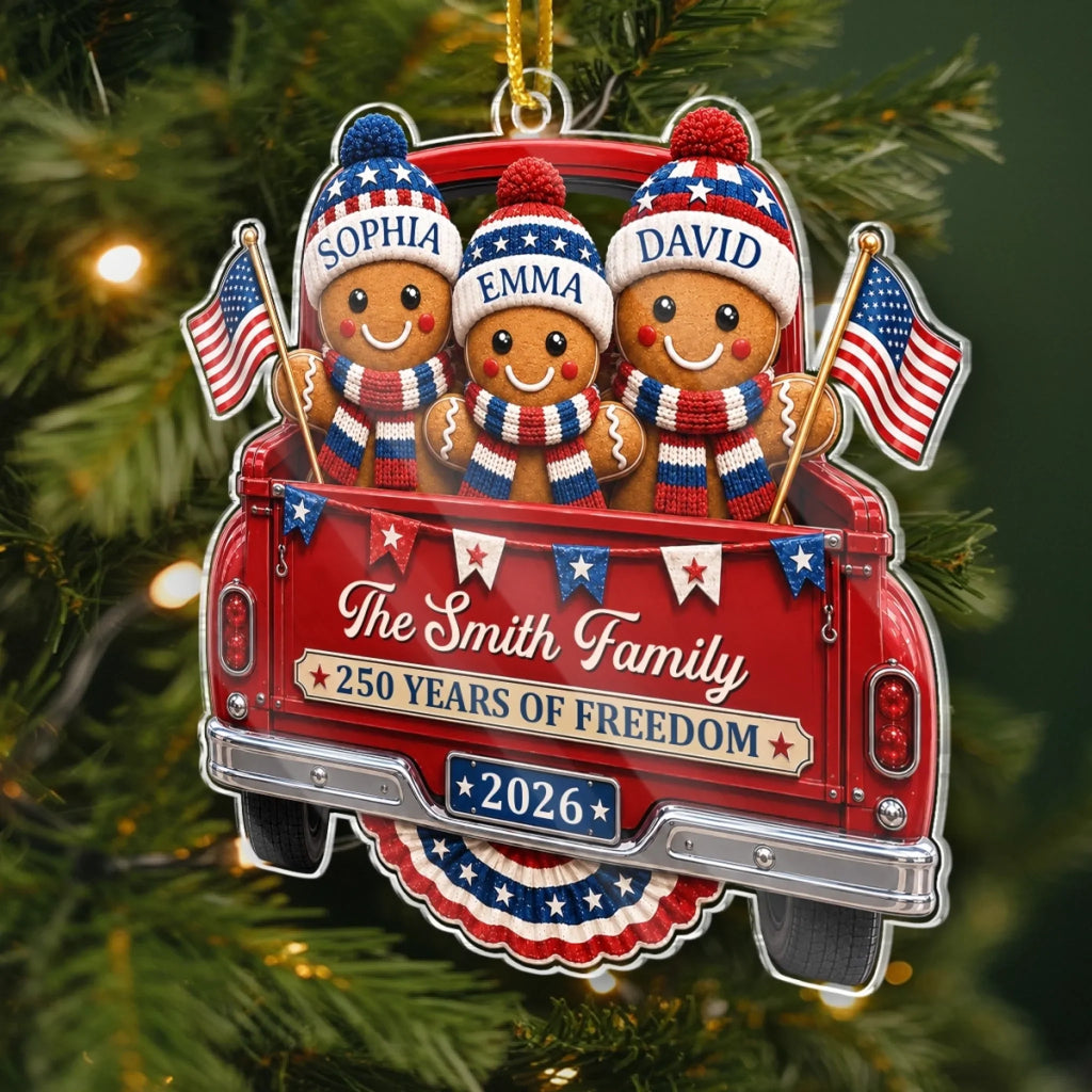 Custom Acrylic Ornament - Personalized America 250th Anniversary Christmas Gifts For Mom, Dad, Brother, Sister - Sweet Traditions Of Freedom