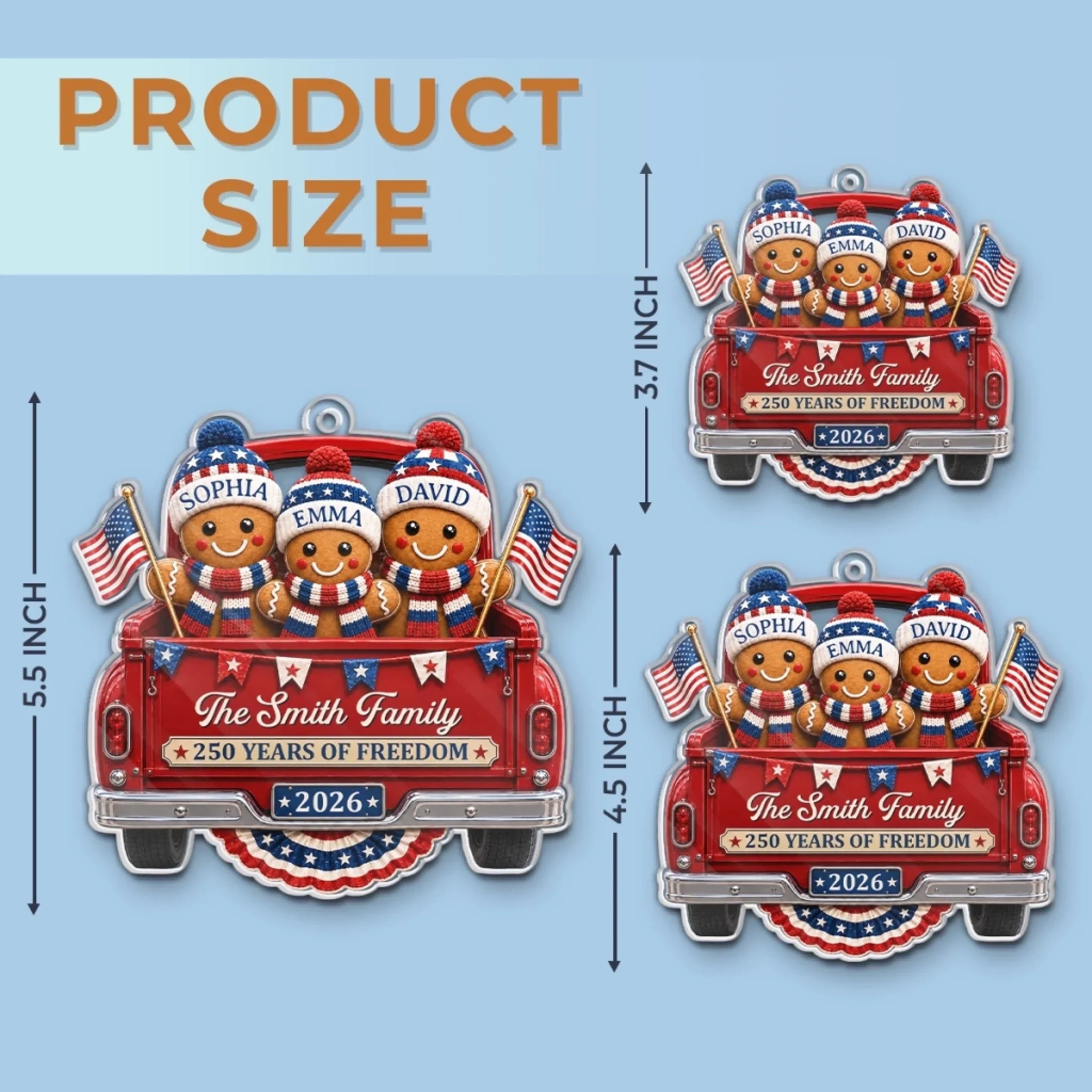 Custom Acrylic Ornament - Personalized America 250th Anniversary Christmas Gifts For Mom, Dad, Brother, Sister - Sweet Traditions Of Freedom