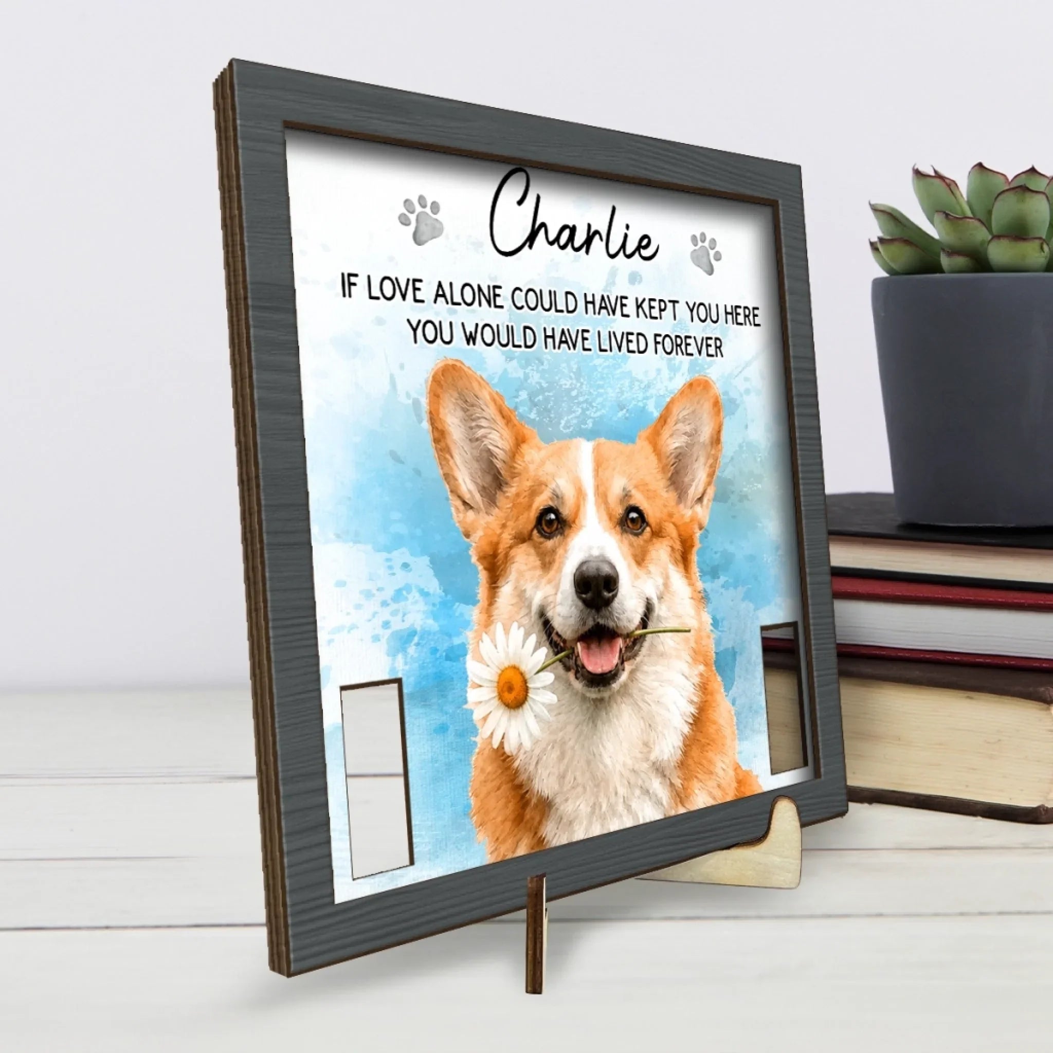 Custom Photo Pet Loss Sign, Collar Frame - Personalized Pet Memorial Sympathy Gifts For Dogs, Cats - Always Loved Never Forgotten