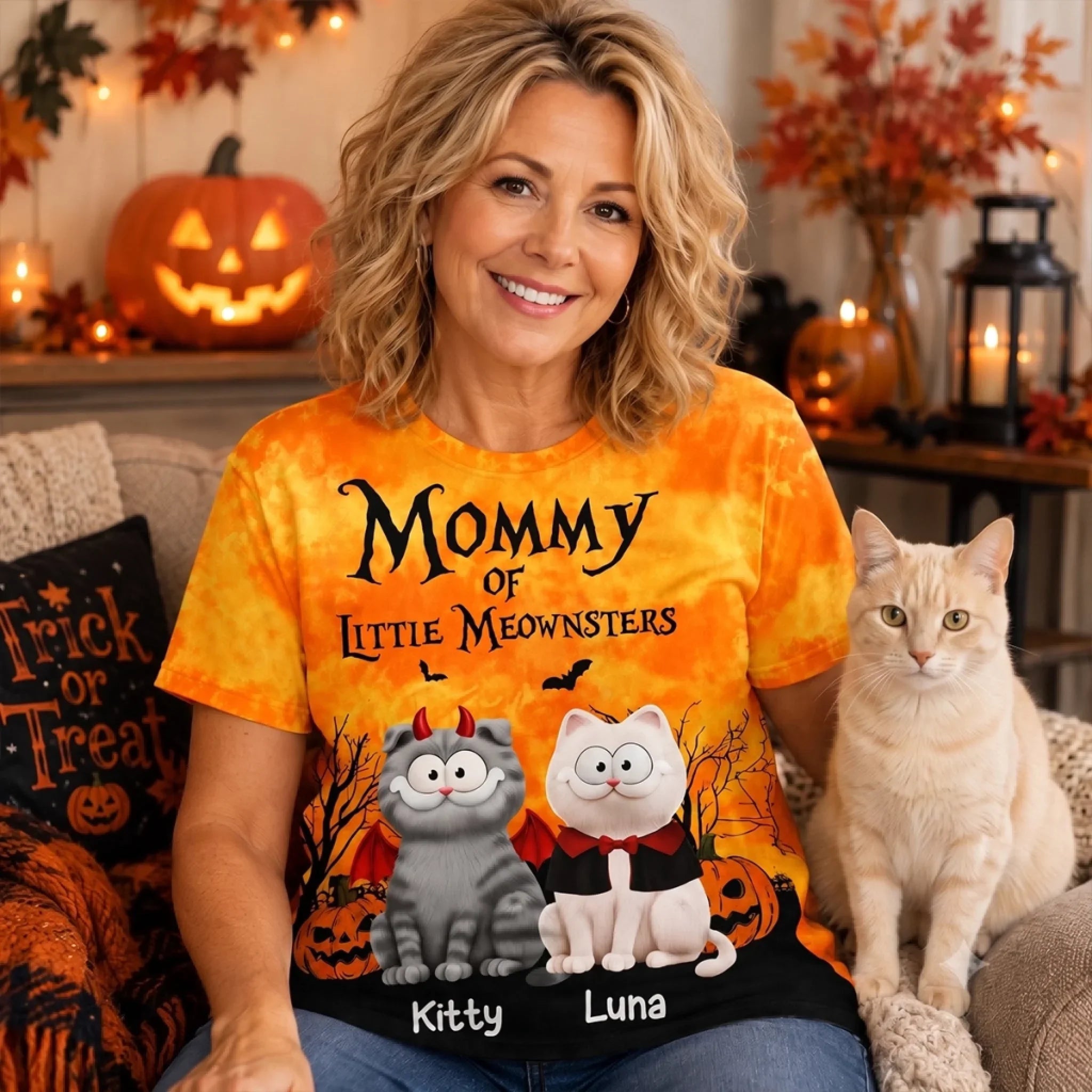 Custom T-shirt - Personalized Halloween Birthday Gifts For Dog Cat Lovers, Dog Dad And Mom, Cat Owners - Paws Love Pumpkin Spice