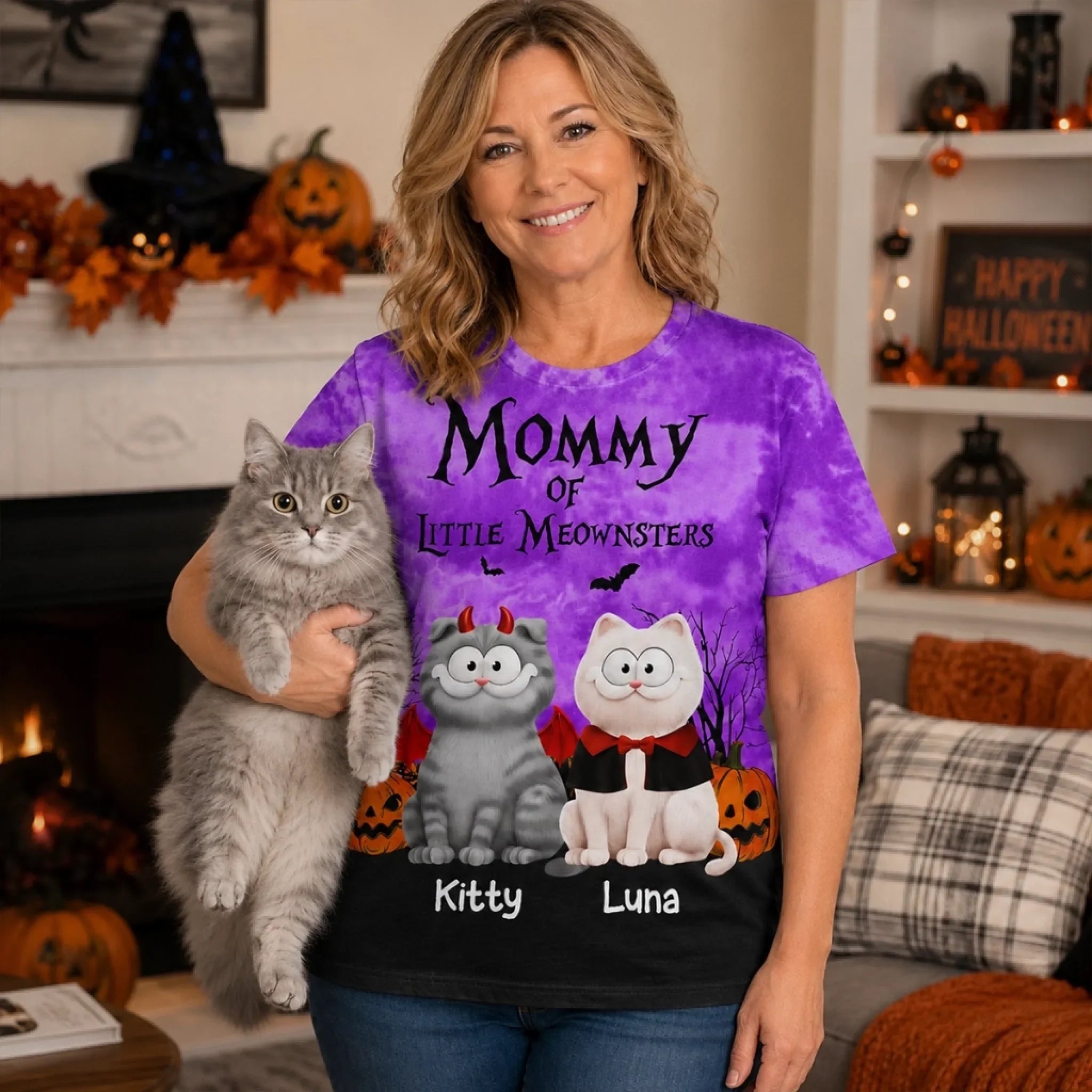 Custom T-shirt - Personalized Halloween Birthday Gifts For Dog Cat Lovers, Dog Dad And Mom, Cat Owners - Paws Love Pumpkin Spice