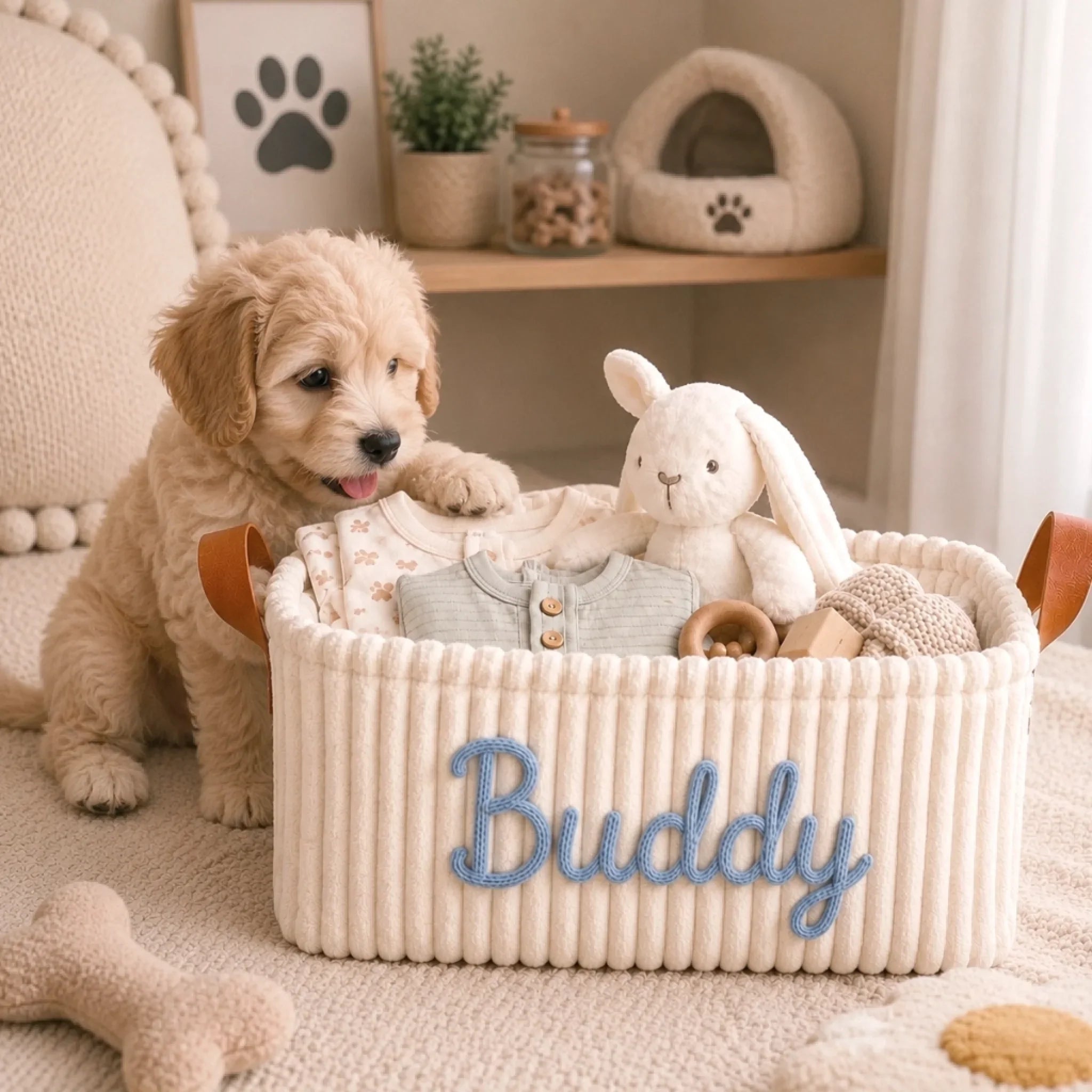 Custom Embroidery Storage Basket - Personalized  Birthday Gifts For Dog Cat Lovers, Dog Dad And Mom, Cat Owners - Daily Dose Of Joy