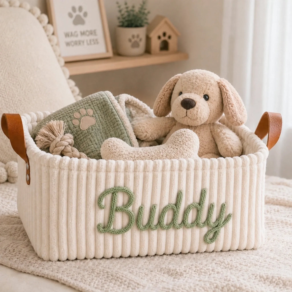 Custom Embroidery Storage Basket - Personalized  Birthday Gifts For Dog Cat Lovers, Dog Dad And Mom, Cat Owners - Daily Dose Of Joy