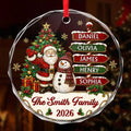 Custom Circle Glass Ornament - Personalized Christmas Birthday Gifts For Mom, Dad, Brother, Sister - Gathering Happiness