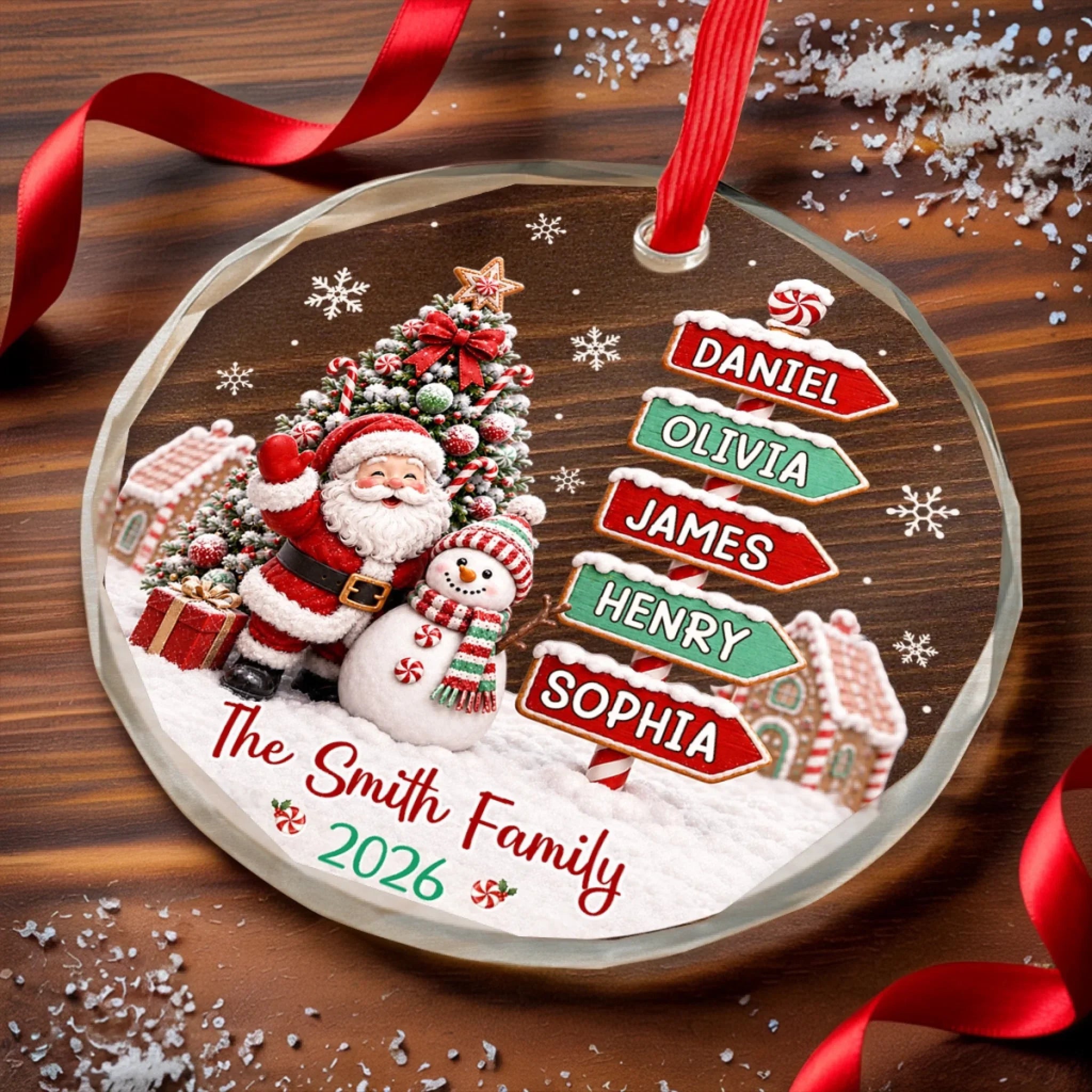 Custom Circle Glass Ornament - Personalized Christmas Birthday Gifts For Mom, Dad, Brother, Sister - Wonderful Time Together