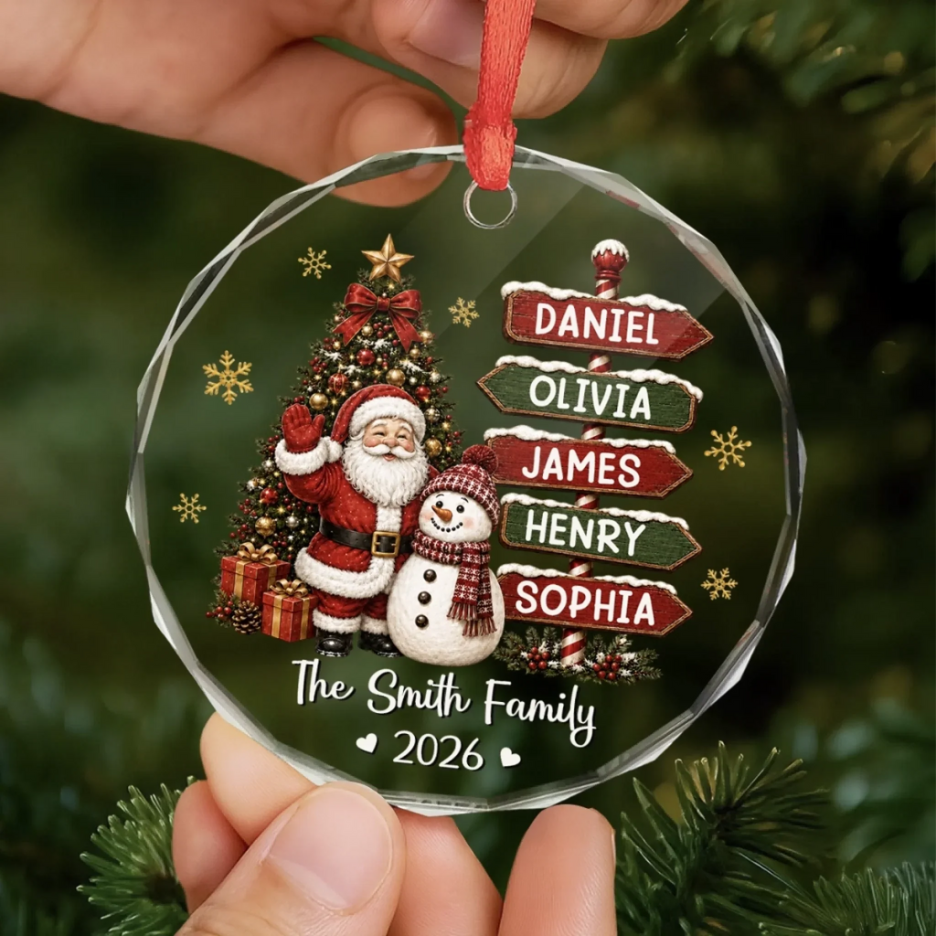Custom Circle Glass Ornament - Personalized Christmas Birthday Gifts For Mom, Dad, Brother, Sister - Our Little Christmas
