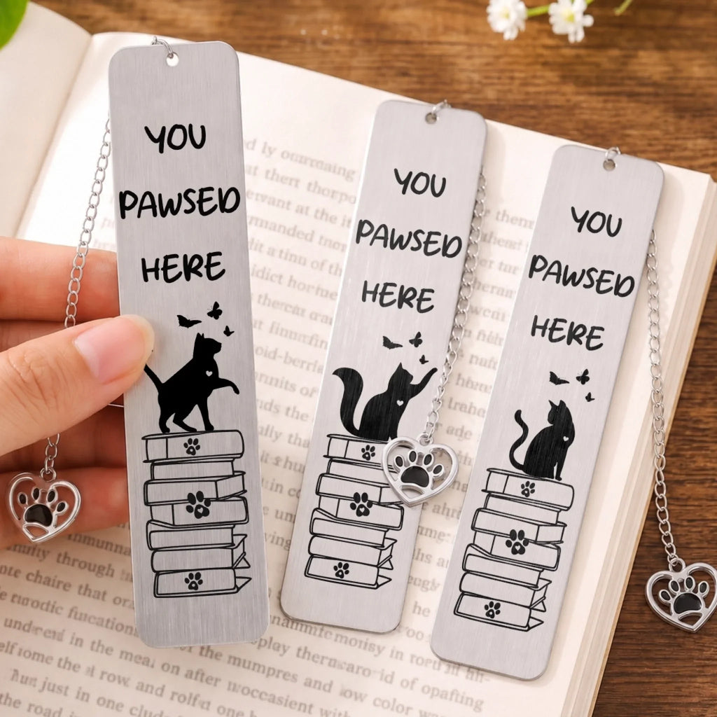 Custom Metal Bookmark - Personalized  Bookish Gifts For Book Lovers, Bookworms, Cat Mom And Dad - You Pawsed Here