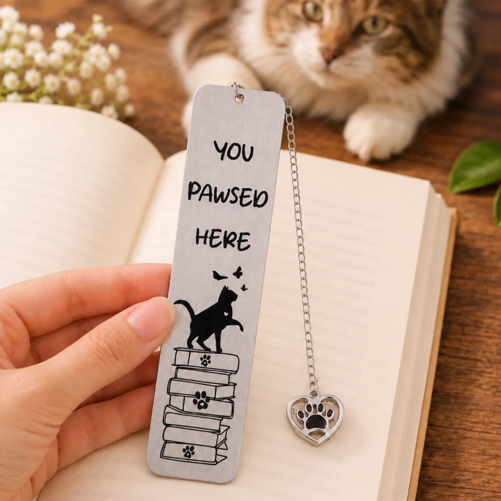 Custom Metal Bookmark - Personalized  Bookish Gifts For Book Lovers, Bookworms, Cat Mom And Dad - You Pawsed Here