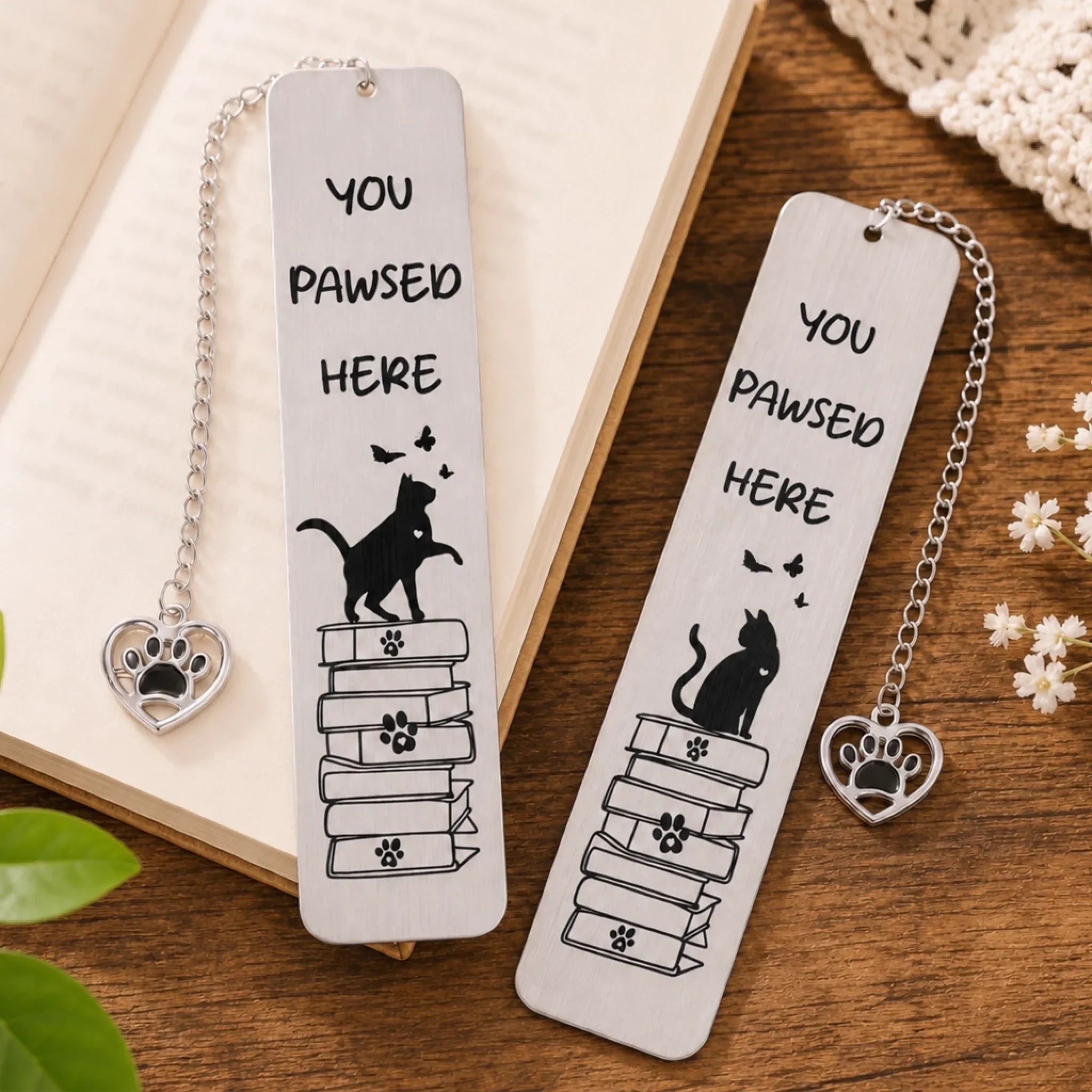 Custom Metal Bookmark - Personalized  Bookish Gifts For Book Lovers, Bookworms, Cat Mom And Dad - You Pawsed Here