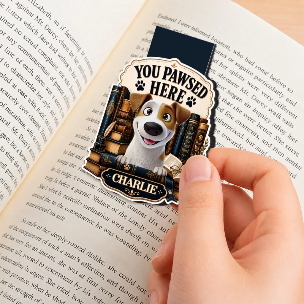 Custom Shaped Magnetic Bookmark - Personalized  Bookish Gifts For  Book Lovers, Bookworms, Dog Dad And Mom, Cat Owners - Pawfect Reading Time