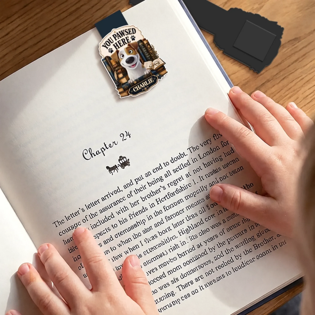 Custom Shaped Magnetic Bookmark - Personalized  Bookish Gifts For  Book Lovers, Bookworms, Dog Dad And Mom, Cat Owners - Pawfect Reading Time