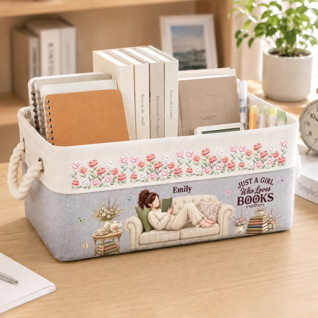 Custom Storage Basket - Personalized Bookish Gifts For Book Lovers, Bookworms, Readers - Lost In Good Books