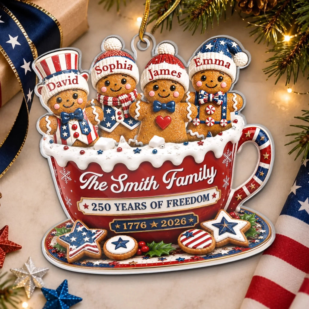 Custom Acrylic Ornament - Personalized America 250th Anniversary Christmas Gifts For Mom, Dad, Brother, Sister - Holiday Cheer Together