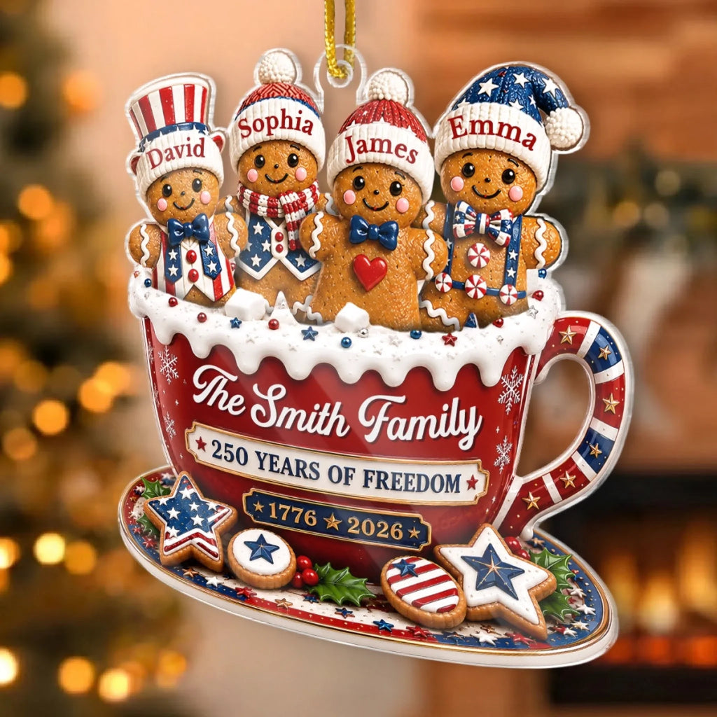 Custom Acrylic Ornament - Personalized America 250th Anniversary Christmas Gifts For Mom, Dad, Brother, Sister - Holiday Cheer Together