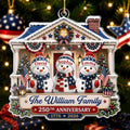 Custom Acrylic Ornament - Personalized America 250th Anniversary Christmas Gifts For Mom, Dad, Brother, Sister - Warm Hearts Patriotic Christmas