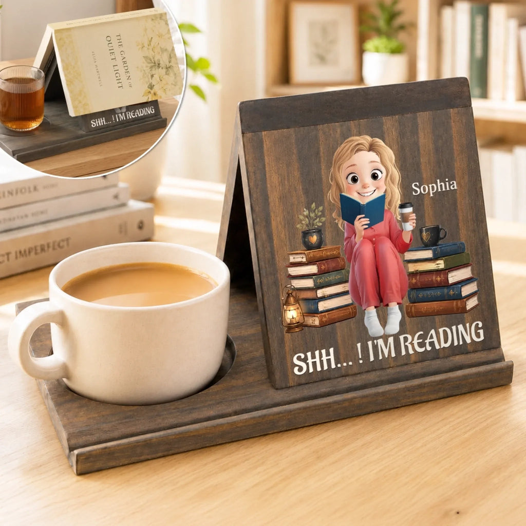 Custom Wooden Book Holder - Personalized Bookish Gifts For Book Lovers, Bookworms, Readers - Reading Feels Like Home