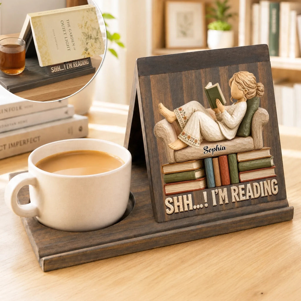 Custom Wooden Book Holder - Personalized Bookish Gifts For Book Lovers, Bookworms, Readers - Stories Stay Forever