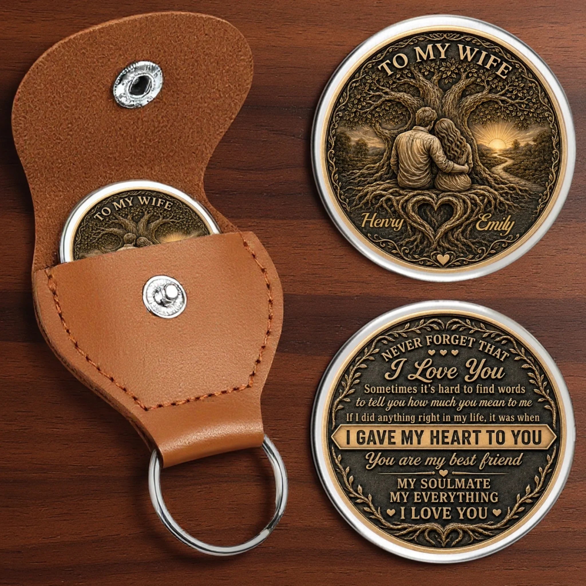 Custom Pocket Hug - Personalized Anniversary Wedding Gifts For Husband And Wife, Him And Her - I Gave My Heart To You