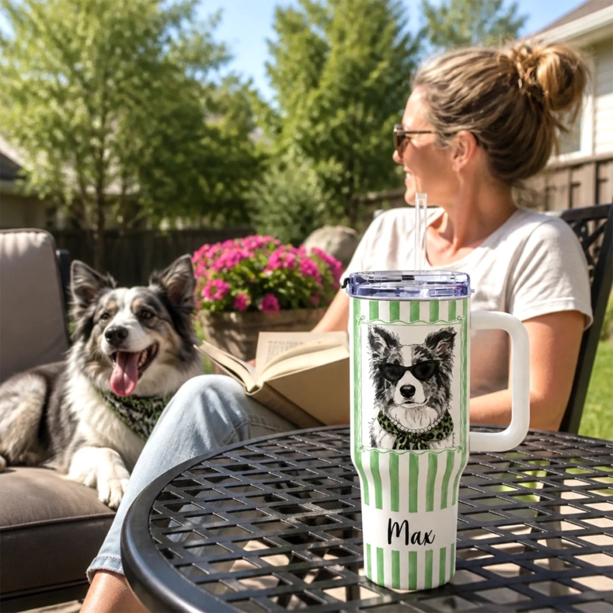 Custom Photo 40 Oz Stainless Steel Tumbler With Handle - Personalized Birthday Gifts For Dog Cat Lovers, Dog Dad And Mom, Cat Owners - Good Drinks, Happy Paws