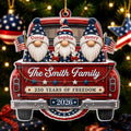 Custom Acrylic Ornament - Personalized America 250th Anniversary Christmas Gifts For Mom, Dad, Brother, Sister - Driving Home Freedom And Family Love
