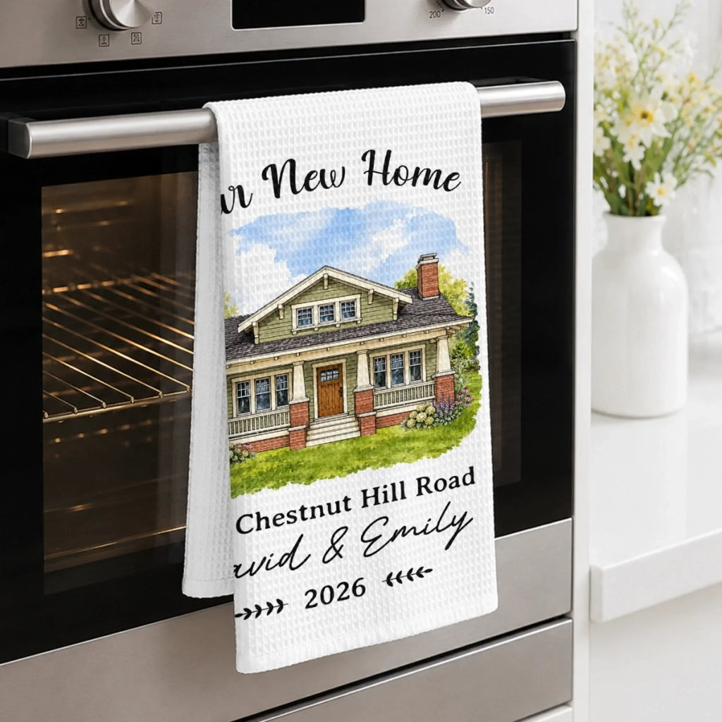 Custom Photo New Home Kitchen Towel - Personalized Anniversary Christmas Wedding Gifts For Husband And Wife, Him And Her - Home Sweet New Beginning