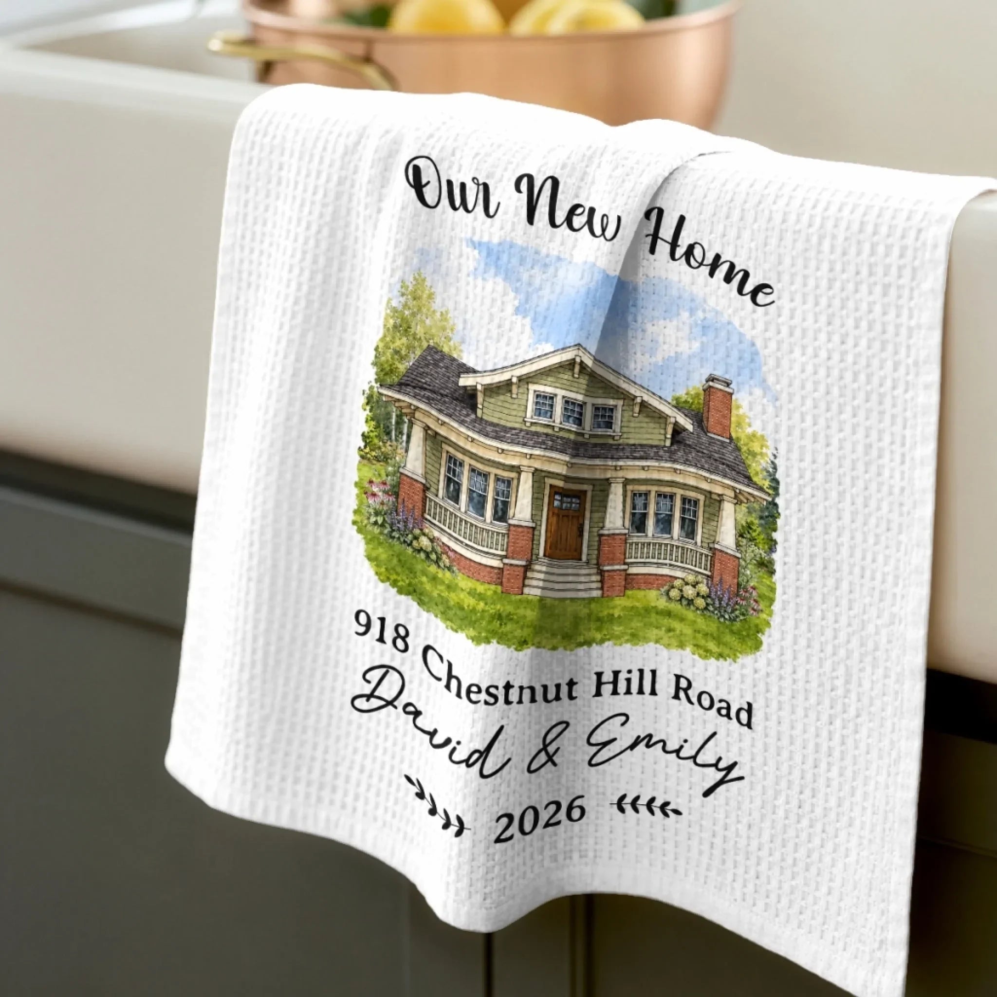 Custom Photo New Home Kitchen Towel - Personalized Anniversary Christmas Wedding Gifts For Husband And Wife, Him And Her - Home Sweet New Beginning