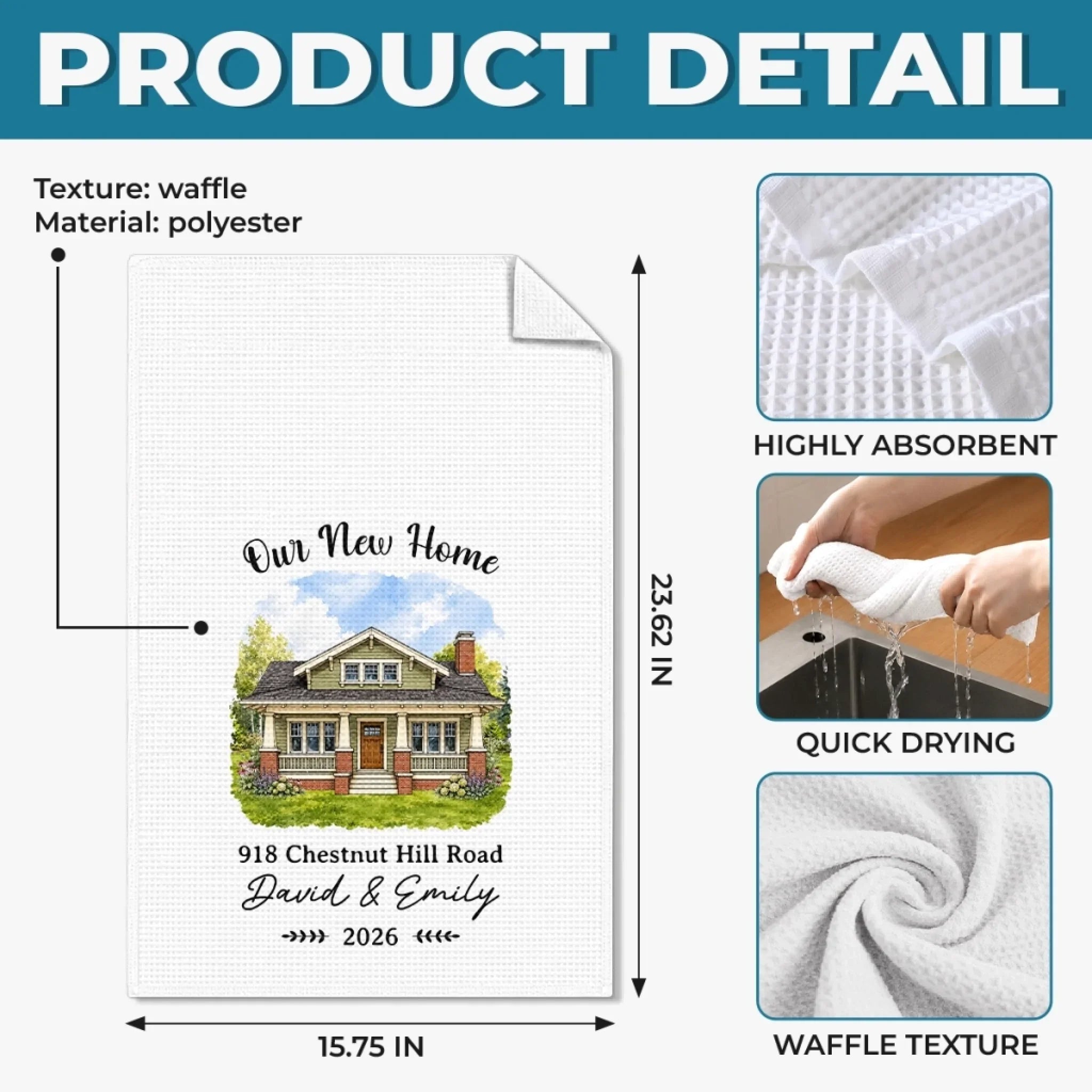 Custom Photo New Home Kitchen Towel - Personalized Anniversary Christmas Wedding Gifts For Husband And Wife, Him And Her - Home Sweet New Beginning