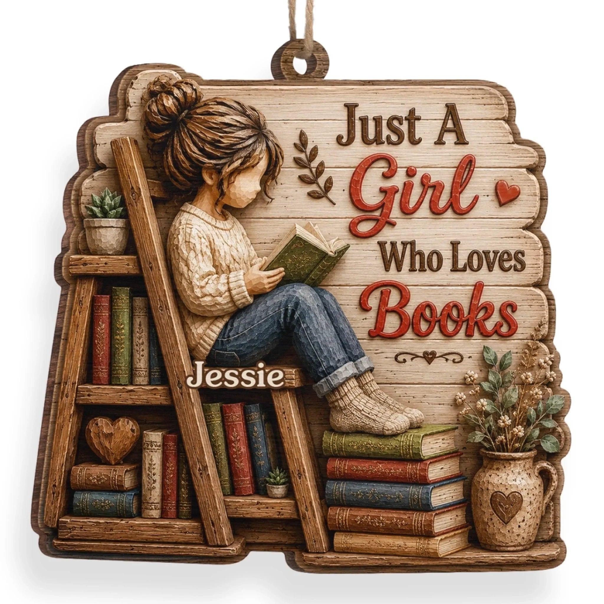 Custom Wood Ornament - Personalized Christmas  Bookish Gifts For Book Lovers, Bookworms, Readers - Living Between The Pages