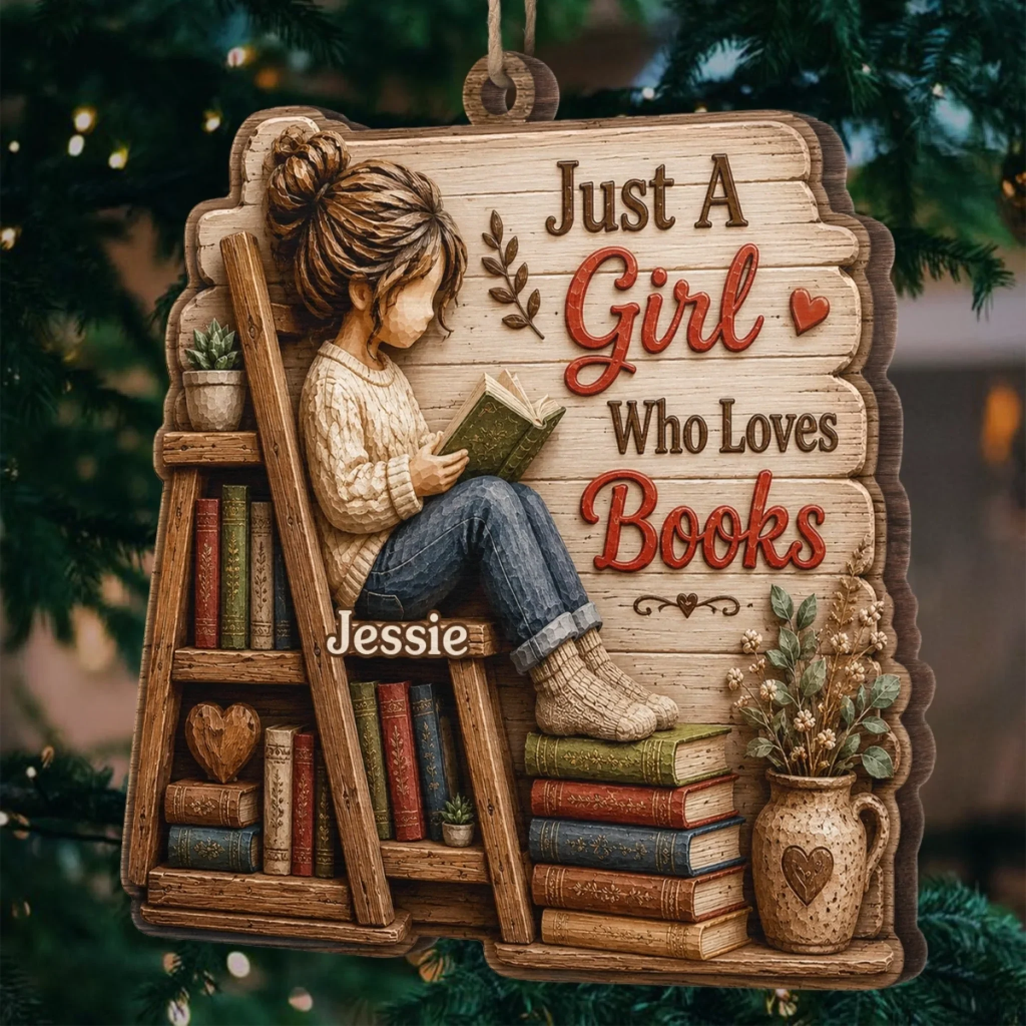 Custom Wood Ornament - Personalized Christmas  Bookish Gifts For Book Lovers, Bookworms, Readers - Living Between The Pages