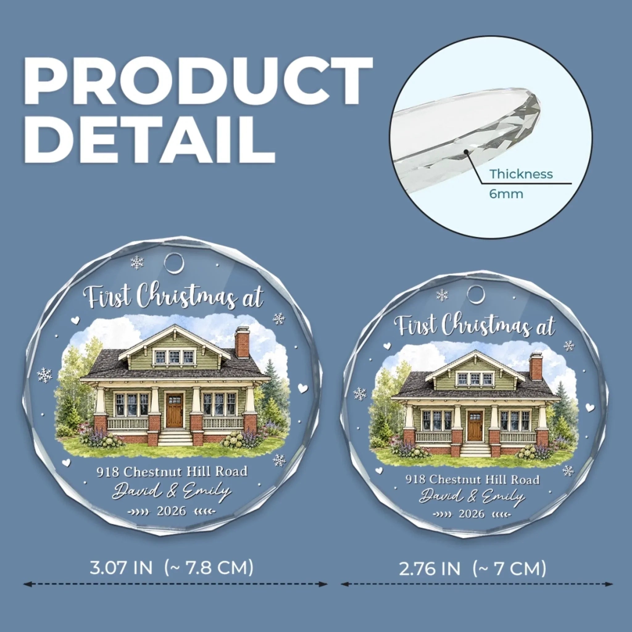Custom Photo New Home Circle Glass Ornament - Personalized Anniversary Christmas Wedding Gifts For Husband And Wife, Him And Her - New Keys New Memories