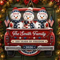 Custom Wood Sign - Personalized America 250th Anniversary Christmas Gifts For Mom, Dad, Brother, Sister - Stars Christmas Family Forever